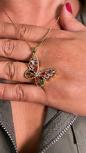 Load image into Gallery viewer, 18k Gold Filled Butterfly Charm with Colorful Baguette Charms