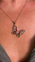 Load image into Gallery viewer, 18k Gold Filled Butterfly Charm with Colorful Baguette Charms