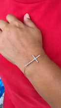 Load image into Gallery viewer, 18k Gold Filled Rose Gold Dainty Box Chain Bacelet with CZ cross
