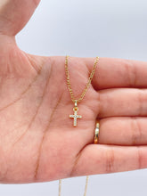 Load image into Gallery viewer, 18k Gold Filled Clear CZ Baguette Stone Cut Cross Pendant In 2 Sizes