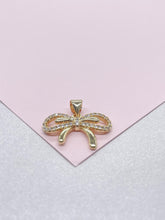 Load image into Gallery viewer, 18k Gold Filled Dainty CZ Bow Pendant Charm