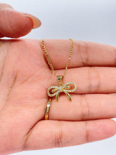 Load image into Gallery viewer, 18k Gold Filled Dainty CZ Bow Pendant Charm