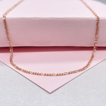 Load image into Gallery viewer, 18k Rose Gold Filled Figaro Chain: Dainty Layering Jewelry