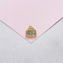 Load image into Gallery viewer, 18k Gold Filled Chunky Colorful Pavé Lock Pendant