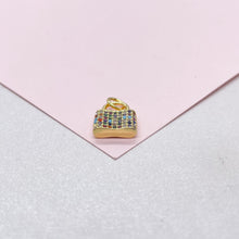 Load image into Gallery viewer, 18k Gold Filled Chunky Colorful Pavé Lock Pendant