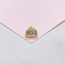 Load image into Gallery viewer, 18k Gold Filled Chunky Colorful Pavé Lock Pendant