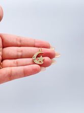 Load image into Gallery viewer, 18k Gold Filled CZ Pave Moon & Star Necklace Charm