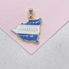 Load image into Gallery viewer, 18k Gold Filled Nicaragua Flag Enamel Pendant