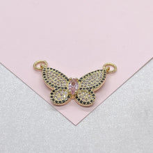Load image into Gallery viewer, 18k Gold Filled Butterfly Charm with Baby Pink Micro Pave Zirconia Butterfly Pendant
