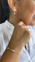 Load image into Gallery viewer, 18k Gold Filled Seashell and Dangling Pearl Earrings