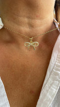 Load image into Gallery viewer, 18k Gold Filled Dainty CZ Bow Pendant Charm