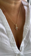 Load image into Gallery viewer, 18k Gold Filled Clear CZ Baguette Stone Cut Cross Pendant In 2 Sizes