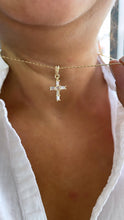 Load image into Gallery viewer, 18k Gold Filled Clear CZ Baguette Stone Cut Cross Pendant In 2 Sizes