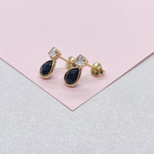 Load image into Gallery viewer, 18k Gold Filled CZ Pear Earrings: Colorful Stone Dangle