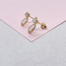 Load image into Gallery viewer, 18k Gold Filled CZ Pear Earrings: Colorful Stone Dangle