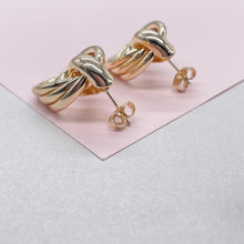Load image into Gallery viewer, 18k Gold Filled Dual Oval Smooth Solid Layered Earrings