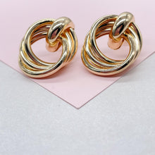 Load image into Gallery viewer, 18k Gold Filled Dual Oval Smooth Solid Layered Earrings