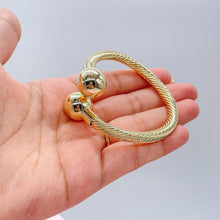 Load image into Gallery viewer, 18k Gold Filled Twisted Bangle Featuring Two Solid Balls On Top Bracelet Jewelry