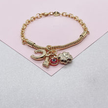 Load image into Gallery viewer, 18k Gold Filled Snake & Curb Link Charm Bracelet