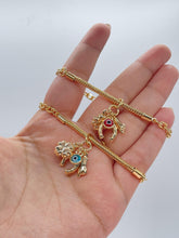 Load image into Gallery viewer, 18k Gold Filled Snake and Curb Link Bracelet with Lucky Charm Bundle Available in 2 Colors