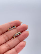 Load image into Gallery viewer, 18k Gold Filled Huggie Hoop With Colorful Marquise cut Stones and CZ Pave