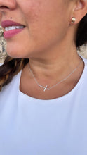 Load image into Gallery viewer, Silver Filled Curb Link Choker: Dainty Cross Necklace, Religious Jewelry