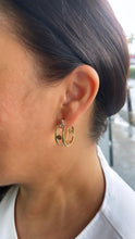 Load image into Gallery viewer, 18k Gold Filled Dainty 3 Tone Screw Patterned Hoops