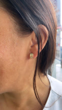 Load image into Gallery viewer, 18k Gold Filled Open Smooth Tiny 3 Rowwed Earring Stud
