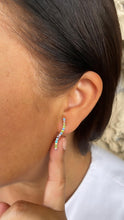 Load image into Gallery viewer, 18k Gold Filled Dainty Colorful CZ Pave Line Stud Earring