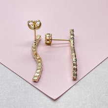 Load image into Gallery viewer, 18k Gold Filled Dainty Colorful CZ Pave Line Stud Earring