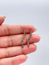 Load image into Gallery viewer, 18k Gold Filled Dainty Colorful CZ Pave Line Stud Earring