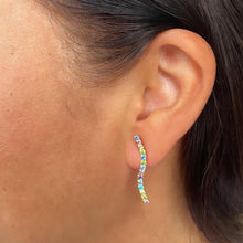 Load image into Gallery viewer, 18k Gold Filled Dainty Colorful CZ Pave Line Stud Earring