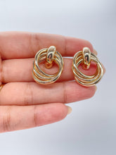 Load image into Gallery viewer, 18k Gold Filled Dual Oval Smooth Solid Layered Earrings
