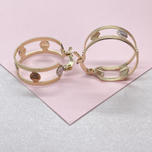 Load image into Gallery viewer, 18k Gold Filled Dainty 3 Tone Screw Patterned Hoops