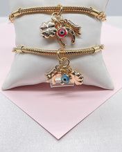 Load image into Gallery viewer, 18k Gold Filled Snake & Curb Link Charm Bracelet