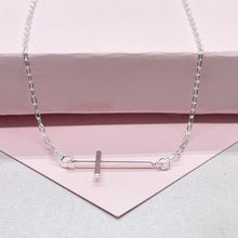 Load image into Gallery viewer, Silver Filled Curb Link Choker: Dainty Cross Necklace, Religious Jewelry