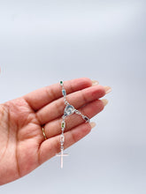 Load image into Gallery viewer, Silver Filled Small Baguette-Cut Colorful Rosary Bracelet, Multicolor with Virgin and Cross Medal