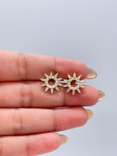 Load image into Gallery viewer, 18k Gold Filled Sunburst Pearl Earring Crowned with CZ