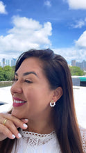 Load image into Gallery viewer, 18k Gold Filled Open Circle Drop Earring featuring Smooth Pearls all around and flower