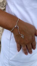 Load image into Gallery viewer, Silver Filled Small Round Colorful Rosary Bracelet, Multicolor with Jesus and Cross Medal