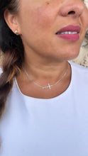 Load image into Gallery viewer, Silver Filled Curb Link Choker: Dainty Cross Necklace, Religious Jewelry