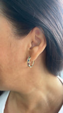 Load image into Gallery viewer, 18k Gold Filled Huggie Hoop With Colorful Marquise cut Stones and CZ Pave
