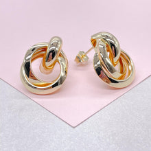 Load image into Gallery viewer, 18k Gold Filled Mini Doubled Layered Soft Angled Earrings