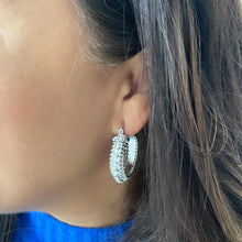 Load image into Gallery viewer, 18K GoldFilled Two Row Cuban Link Hoop Earrings With CZ Row