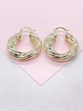 Load image into Gallery viewer, 18k Gold Filled Twisted 7mm Thick Hoop Earrings, Thick and Flat Hoop