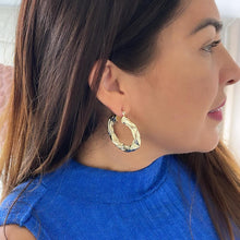 Load image into Gallery viewer, 18k Gold Filled Twisted Hoop Earrings: Thick Flat Hoops