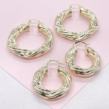 Load image into Gallery viewer, 18k Gold Filled Twisted 7mm Thick Hoop Earrings, Thick and Flat Hoop