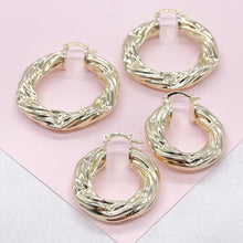 Load image into Gallery viewer, 18k Gold Filled Twisted Hoop Earrings: Thick Flat Hoops