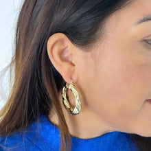 Load image into Gallery viewer, 18k Gold Filled Twisted Hoop Earrings: Thick Flat Hoops
