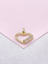 Load image into Gallery viewer, 18k Gold Filled Smooth Heart Pendant With Round CZ Stones on Edge